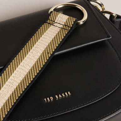 Women's Darcell-Branded Webbing Satchel Cross Body Jet-Black