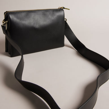 Women's Darceyy-Branded Webbing Leather Crossbody Jet-Black