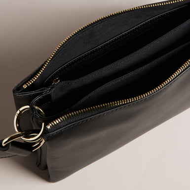 Women's Darceyy-Branded Webbing Leather Crossbody Jet-Black