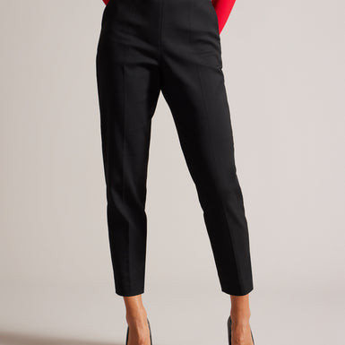 Women's DEVANA- Flat Front Tapered Leg Pants Black