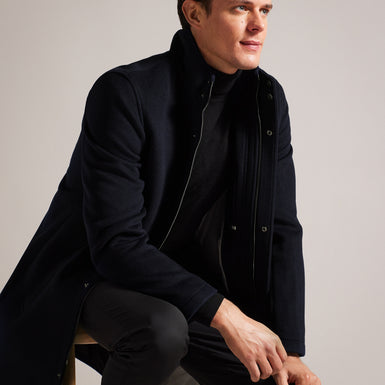 Men's Ederson-Wool Blend Funnel Neck Coat Navy