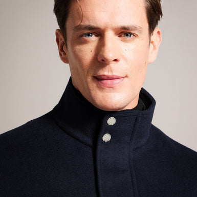 Men's Ederson-Wool Blend Funnel Neck Coat Navy