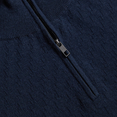 Men's Kurnle-Ls T Stitch Knitted Half Zip Navy