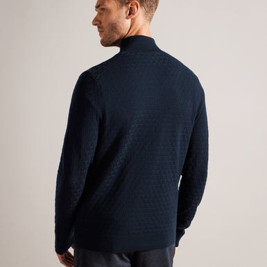 Men's Kurnle-Ls T Stitch Knitted Half Zip Navy