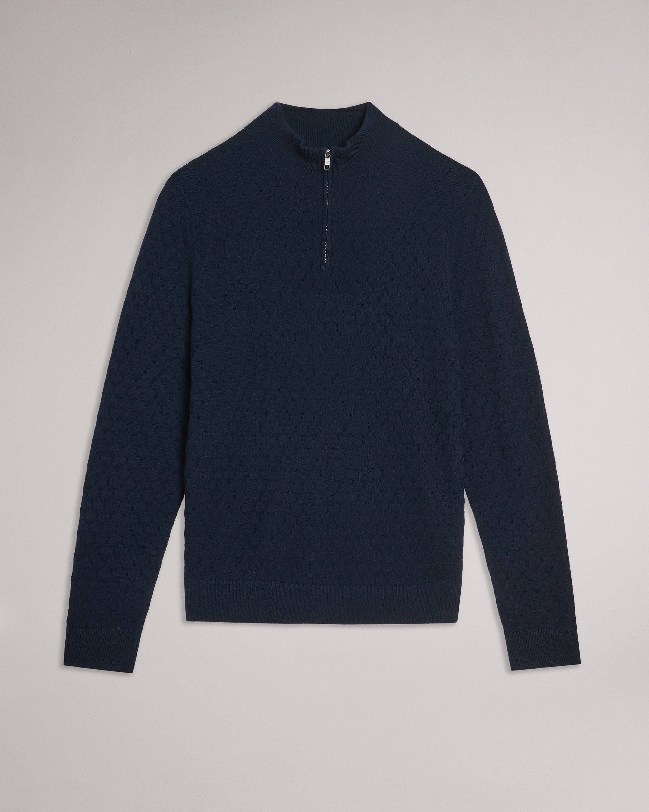 Men's Kurnle-Ls T Stitch Knitted Half Zip Navy