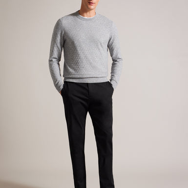 Men's Loung-Ls T Stitch Crew Neck Grey-Marl