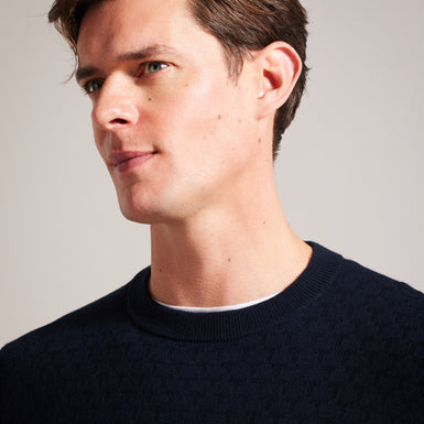 Men's Loung-Ls T Stitch Crew Neck Navy