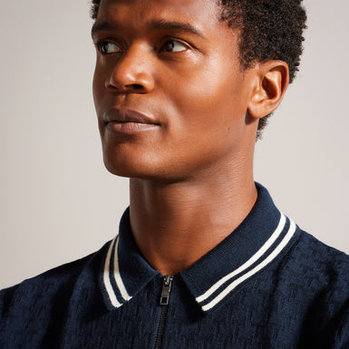 Men's Mahani-Ss Regular T Stitched Half-Zip Polo Navy