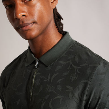 Men's Polenn-Ss Regular Textured Half-Zip Polo Dk-Green