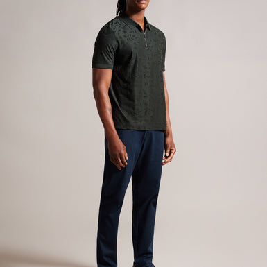 Men's Polenn-Ss Regular Textured Half-Zip Polo Dk-Green