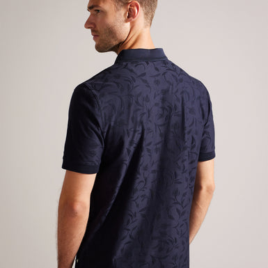 Men's Polenn-Ss Regular Textured Half-Zip Polo Navy