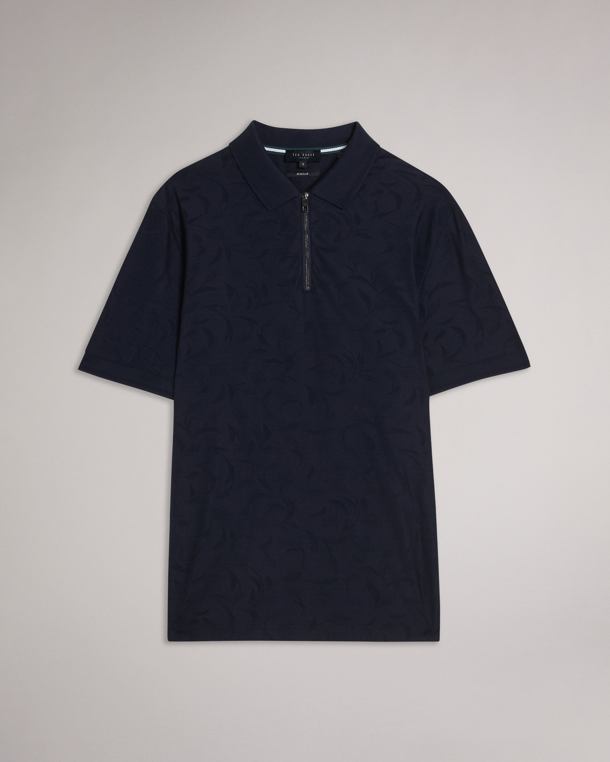 Men's Polenn-Ss Regular Textured Half-Zip Polo Navy