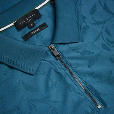 Men's Polenn-Ss Regular Textured Half-Zip Polo Teal-Blue