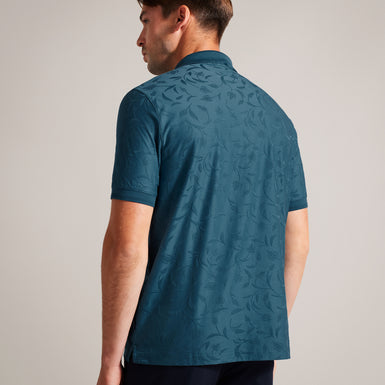 Men's Polenn-Ss Regular Textured Half-Zip Polo Teal-Blue