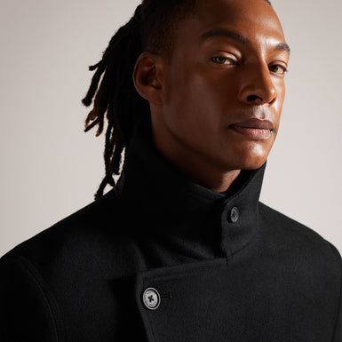 Men's Radford-Wool Blend Wrap Funnel Coat Black