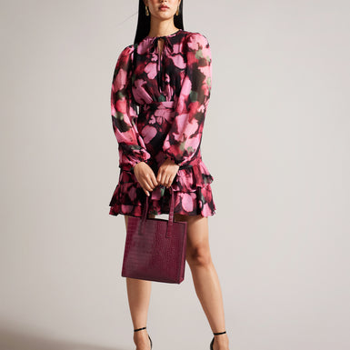 Women's Reptcon-Croc Effect Small Icon Bag Dp-Purple