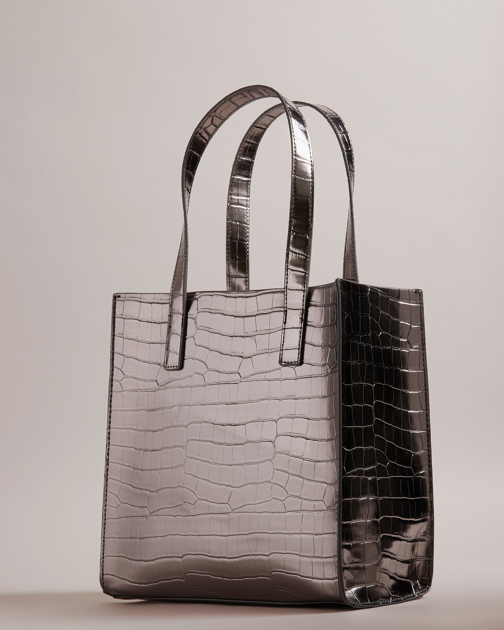 Women's Reptcon-Croc Effect Small Icon Bag Gunmetal