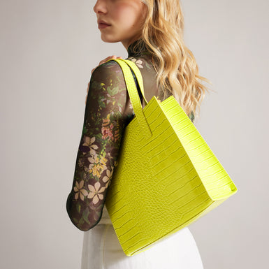 Women's Reptcon-Croc Effect Small Icon Bag Lime