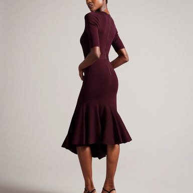 Women's Samalee-Knitted Flippy Skirt Midi Dress Dk-Red