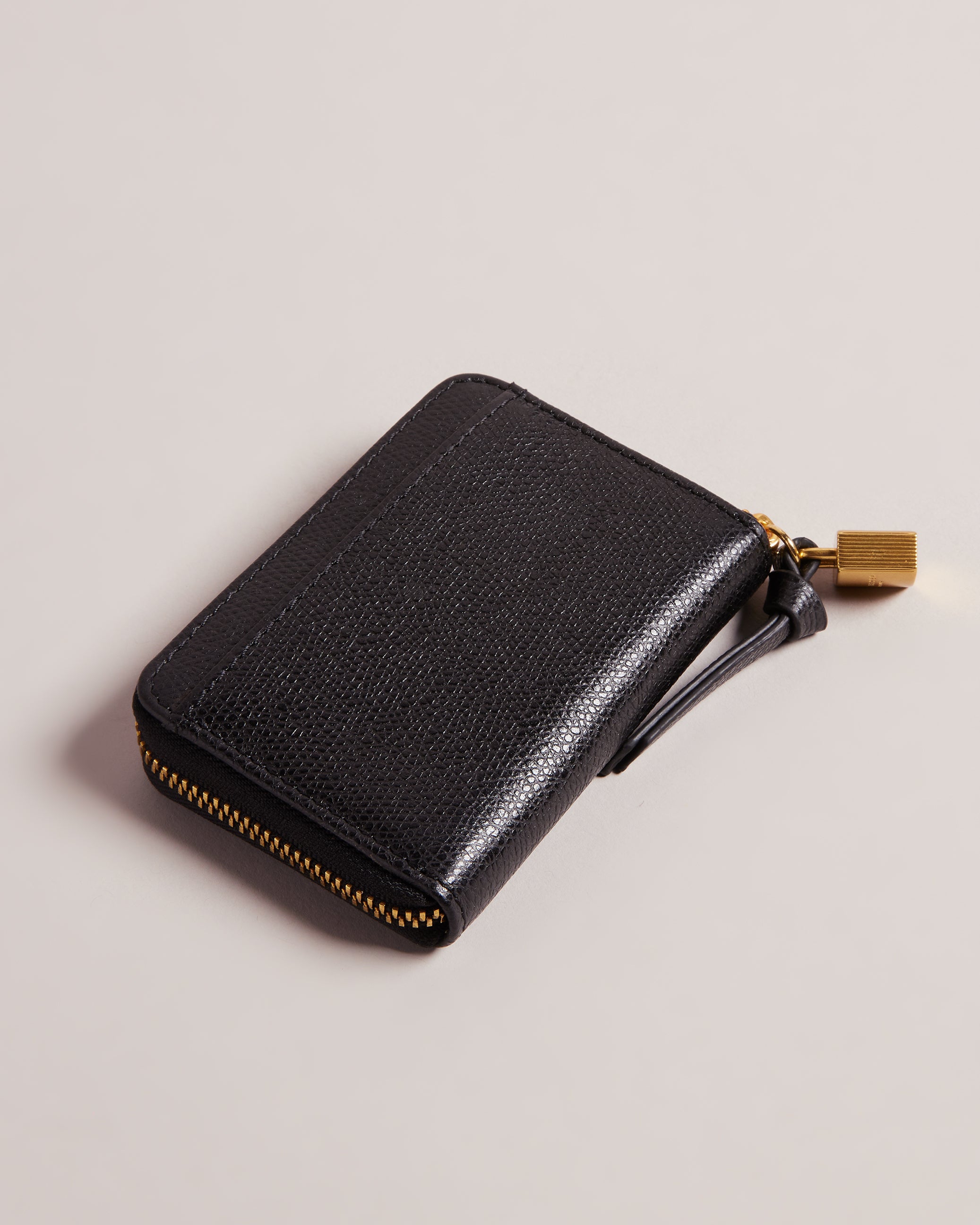 Women's Wesmin-Padlock Detail Small Leather Purse Black