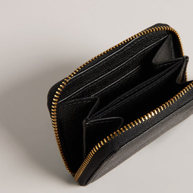 Women's Wesmin-Padlock Detail Small Leather Purse Black