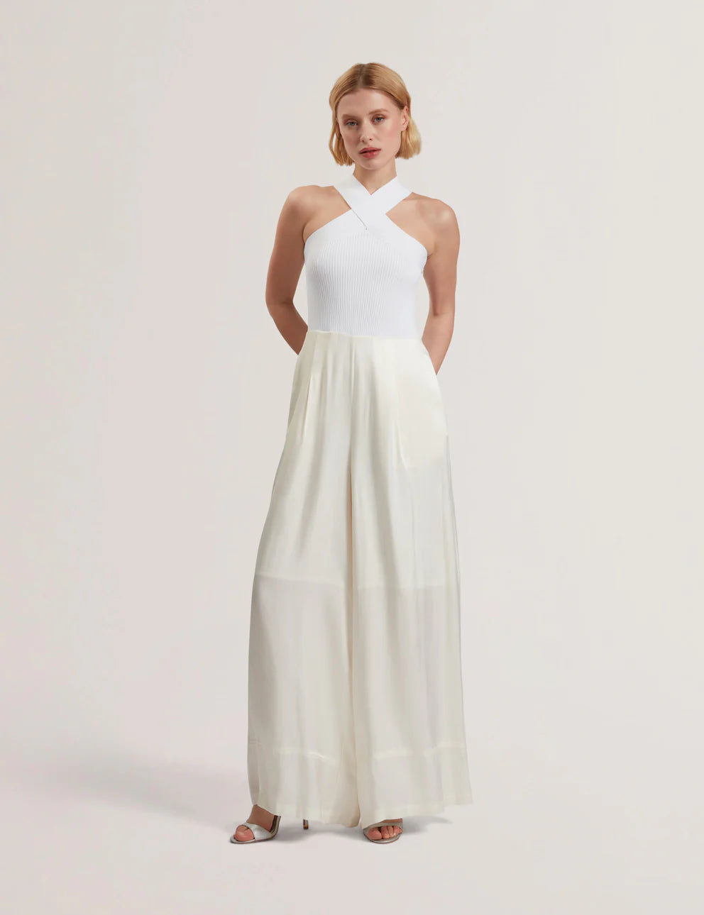 Womens BAIBLU-Halter Neck Jumpsuit With Knit