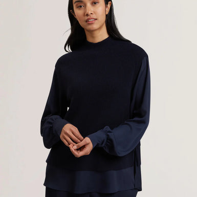 Womens CAYCEY-Woven Sleeve Knitted Jumper