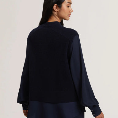 Womens CAYCEY-Woven Sleeve Knitted Jumper