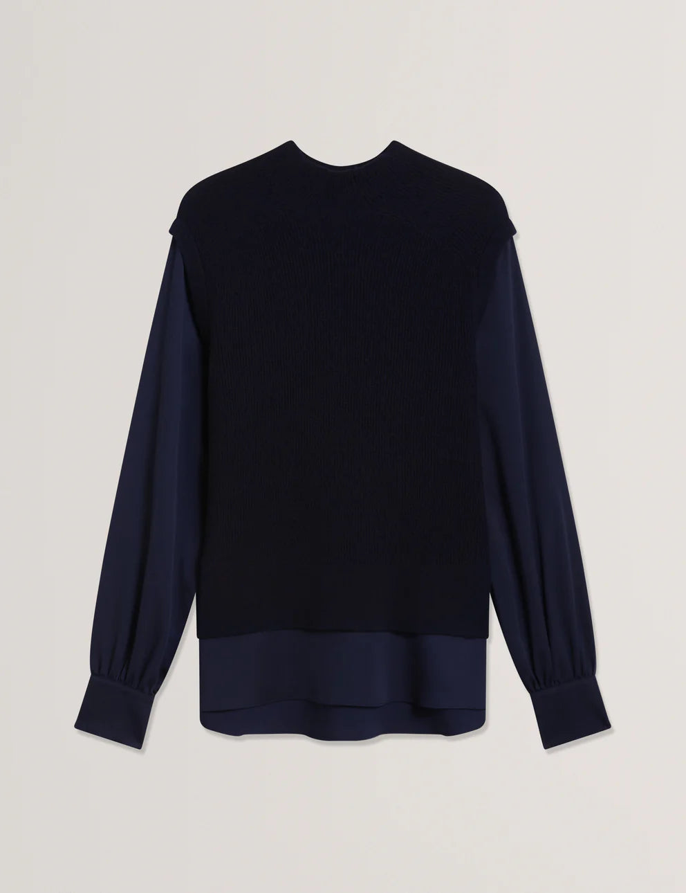 Womens CAYCEY-Woven Sleeve Knitted Jumper