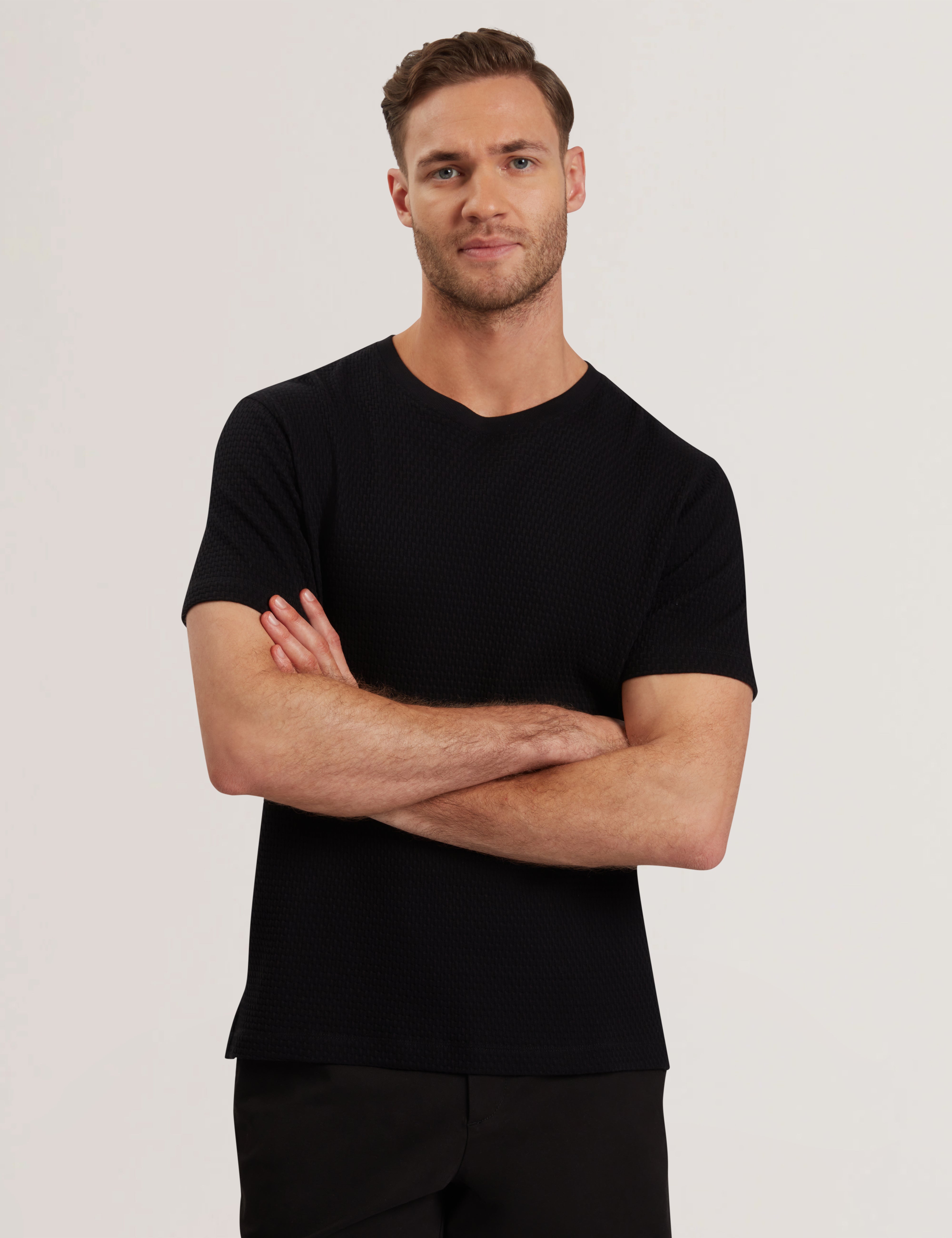 Mens CURLYS-SS Regular Textured T-shirt