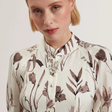 Women's ELODIZA-Linen Silk Pleated Mini Dress Ivory