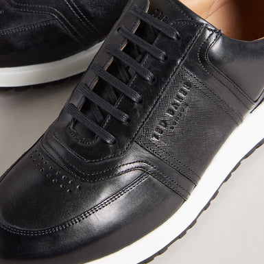 Men's Frayne-Leather Lace Up Jogger Black