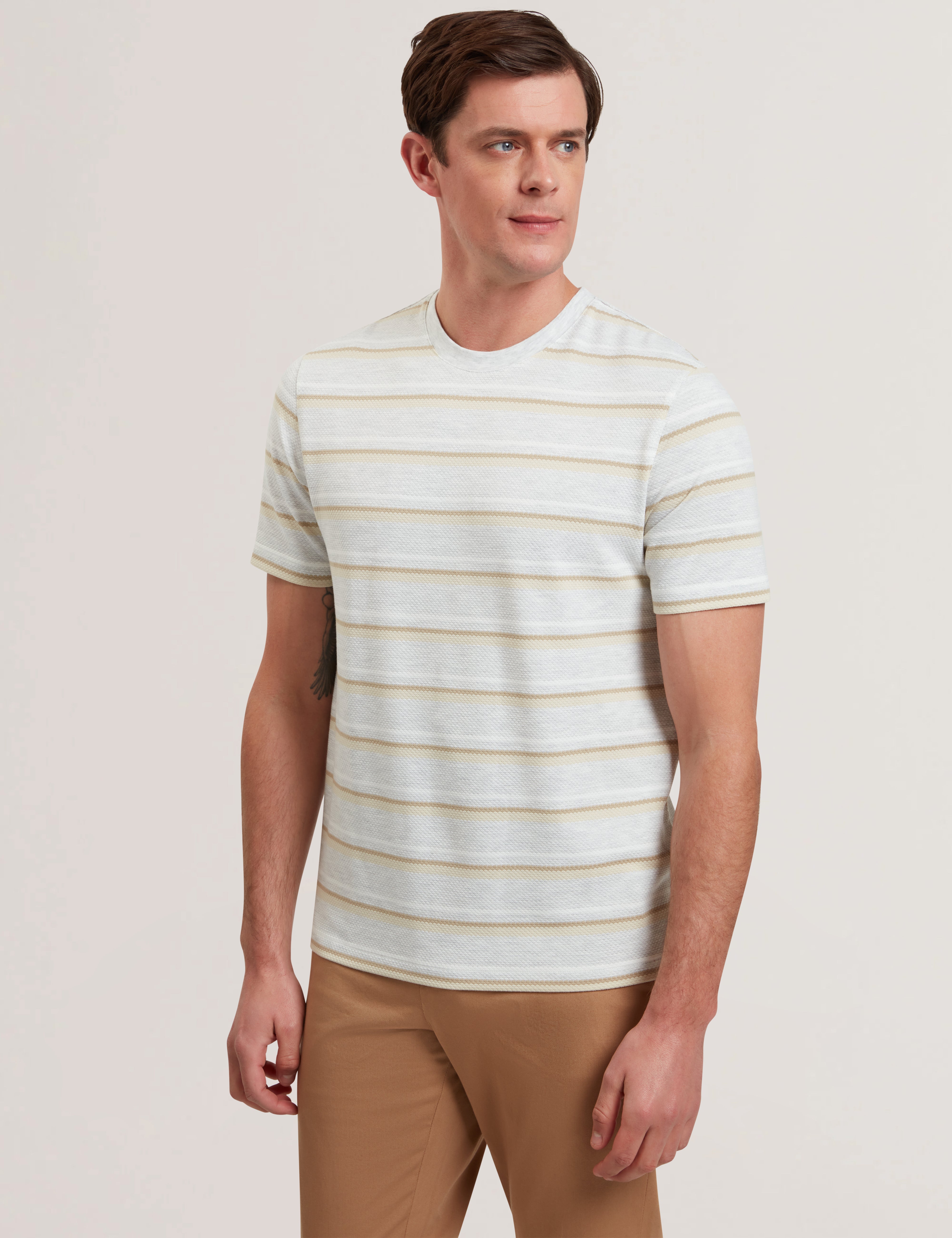 Men's GORANO-SS Textured Striped T-Shirt