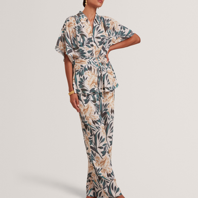 GRIESHA: Printed Mid Rise Straight Leg Trouser