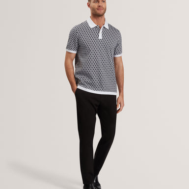 Mens HAMISHS-SS Jacquard Stripe Geo Polo