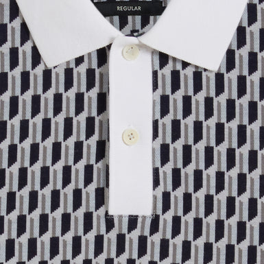 Mens HAMISHS-SS Jacquard Stripe Geo Polo