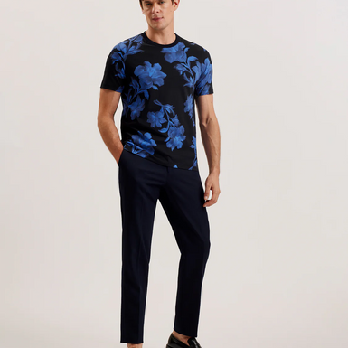 Men's Vendis-Ss Regular Fit Floral Printed T-Shirt Navy