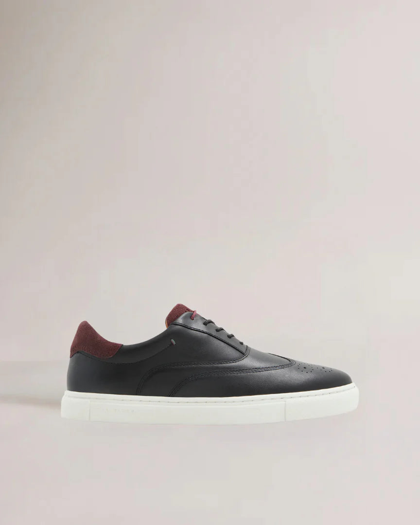 Men's Dentoon-Brogue Detail Leather Trainer Black