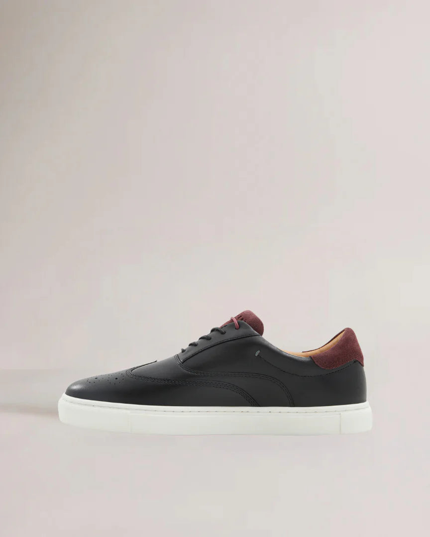 Men's Dentoon-Brogue Detail Leather Trainer Black