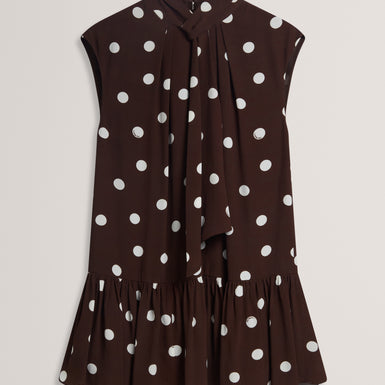 Women's JUTUVA-Scarf Detail Sleeveless Mini Dress Dk-Brown