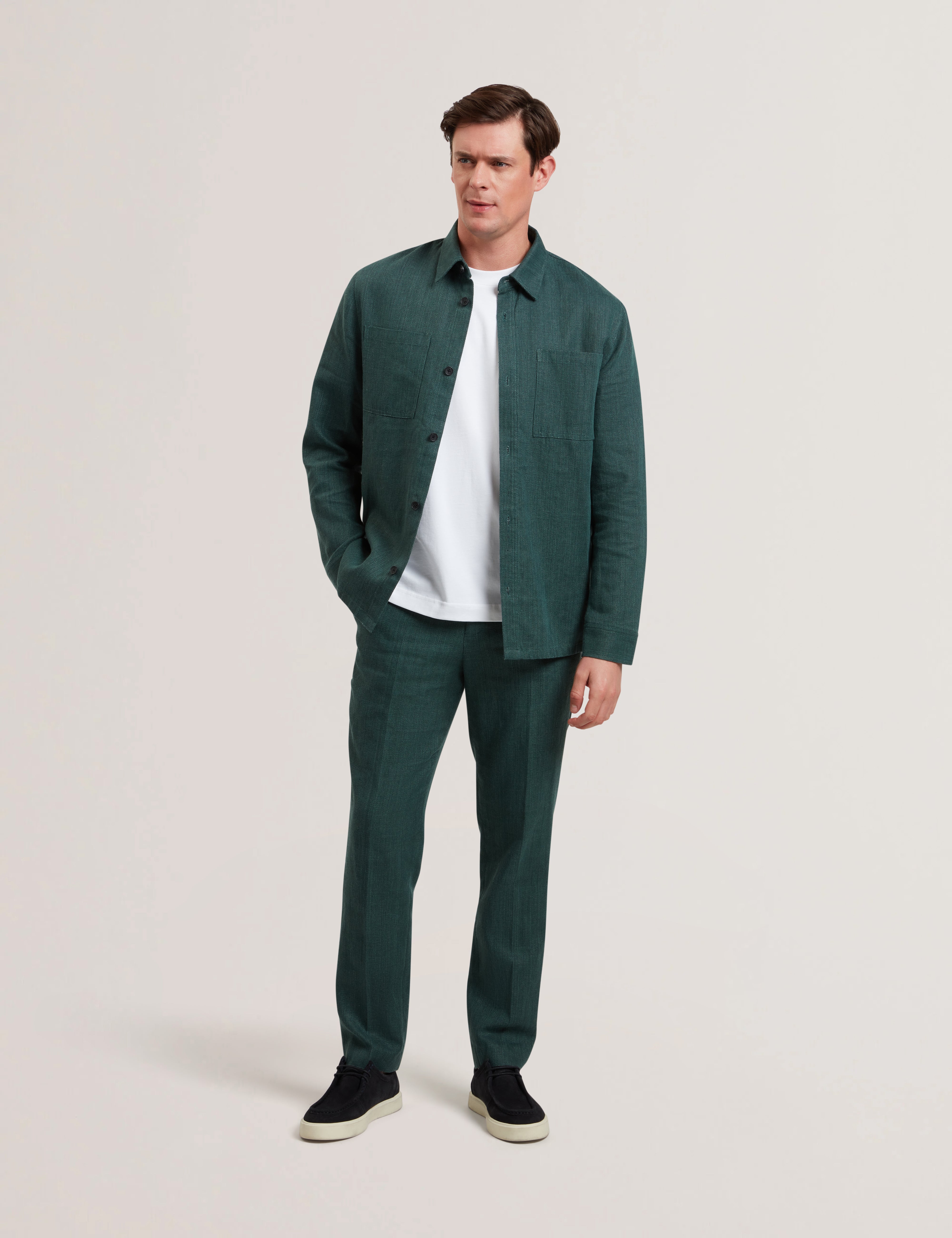 Men's KUMART-Washed Linen Slim Trouser Dk-Green