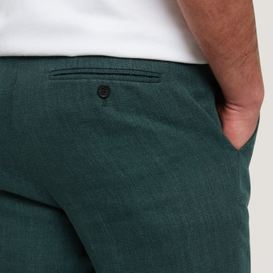 Men's KUMART-Washed Linen Slim Trouser Dk-Green