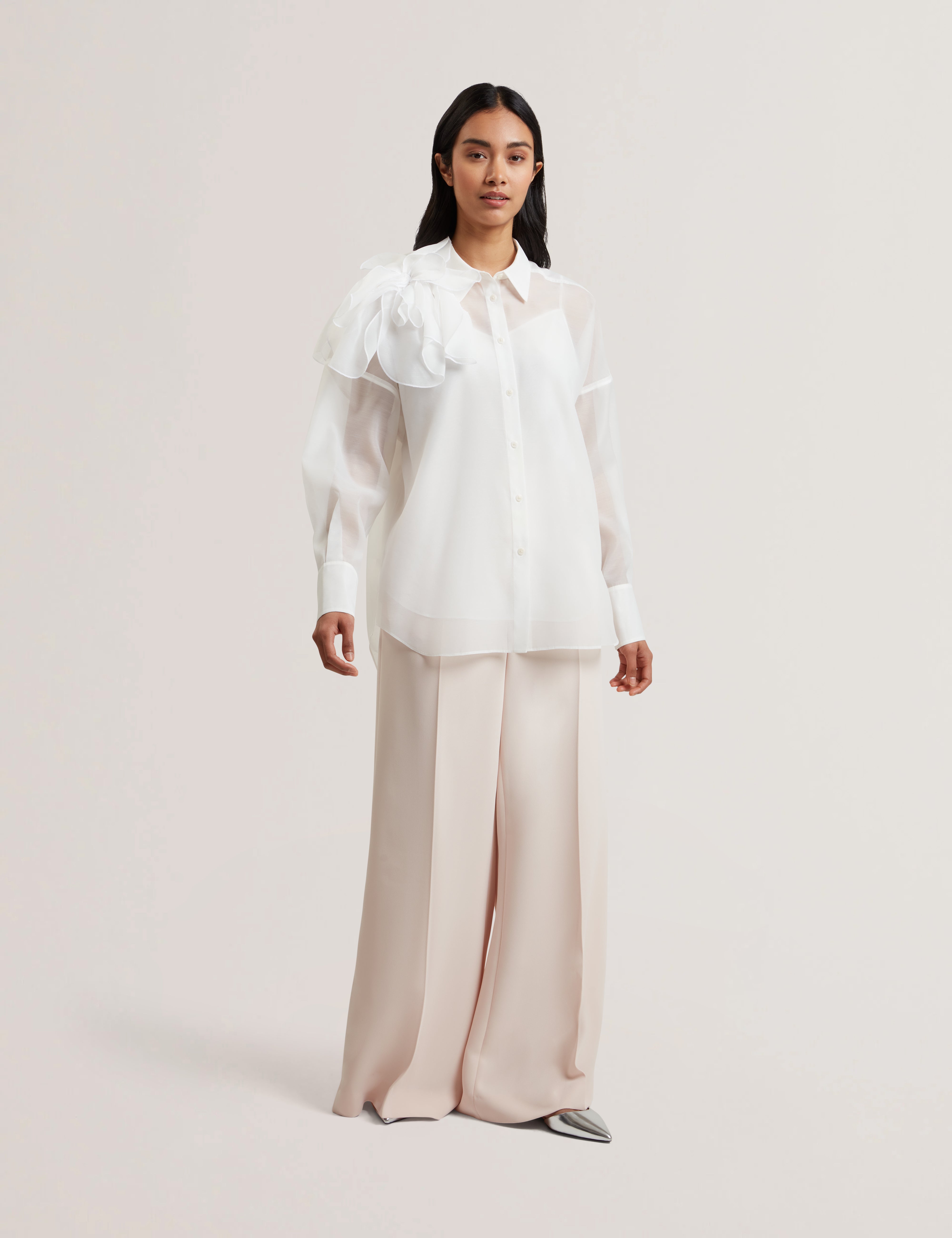 Women's LANYAA-Organza Corsage Oversized Shirt
