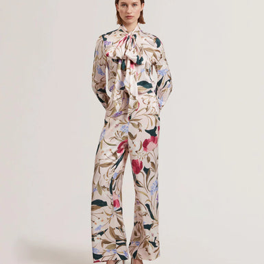 Women's LEEYAA-Floral Printed Tie Front Blouse