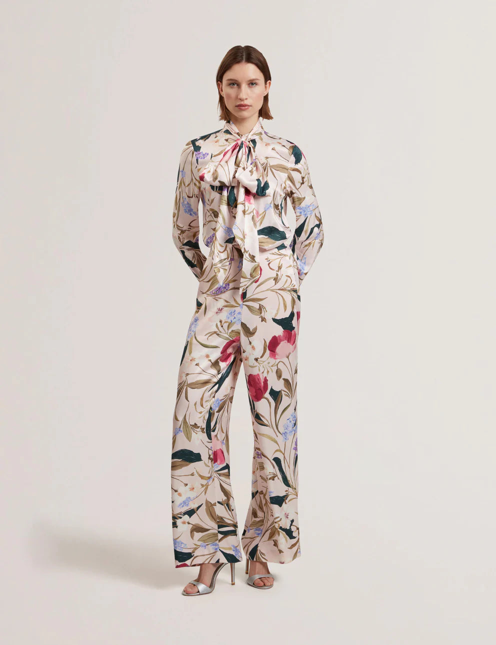 Women's LEEYAA-Floral Printed Tie Front Blouse