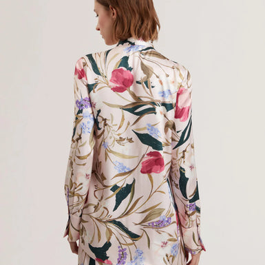 Women's LEEYAA-Floral Printed Tie Front Blouse