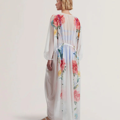 Womens LUUSAA-Plunge Floral Printed Maxi Cover Up White