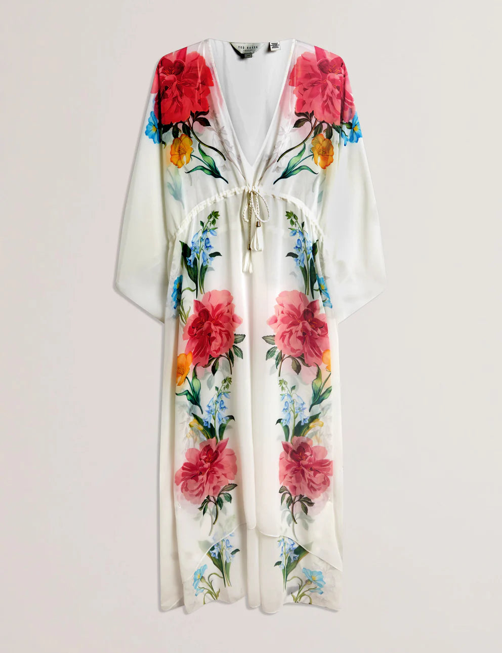 Womens LUUSAA-Plunge Floral Printed Maxi Cover Up White