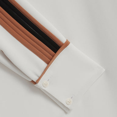 Women's MEARIM-Piping Detail Long Sleeve Mid Dress Ivory