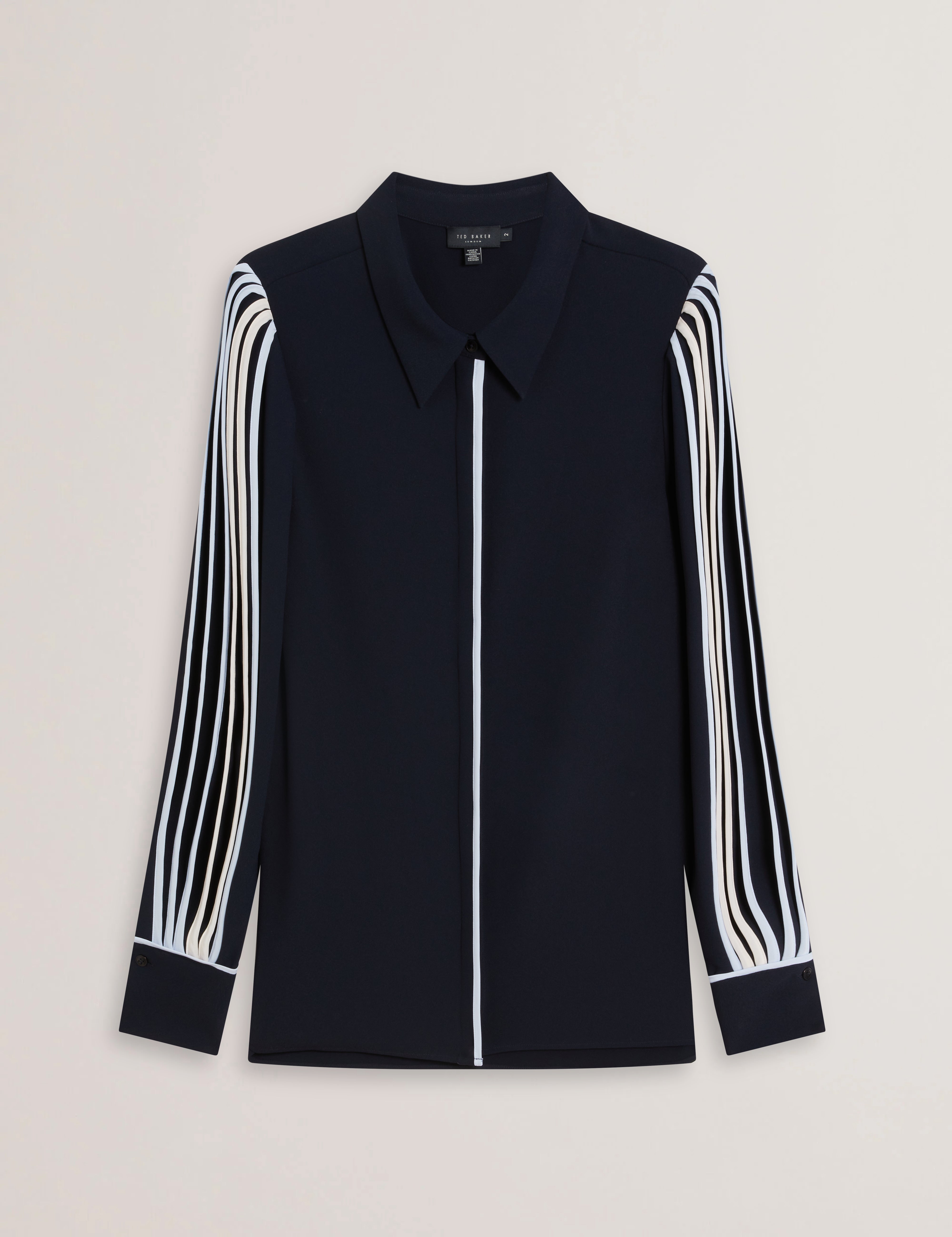 Women's MIRITI-Piping Detail Long Sleeve Shirt Navy